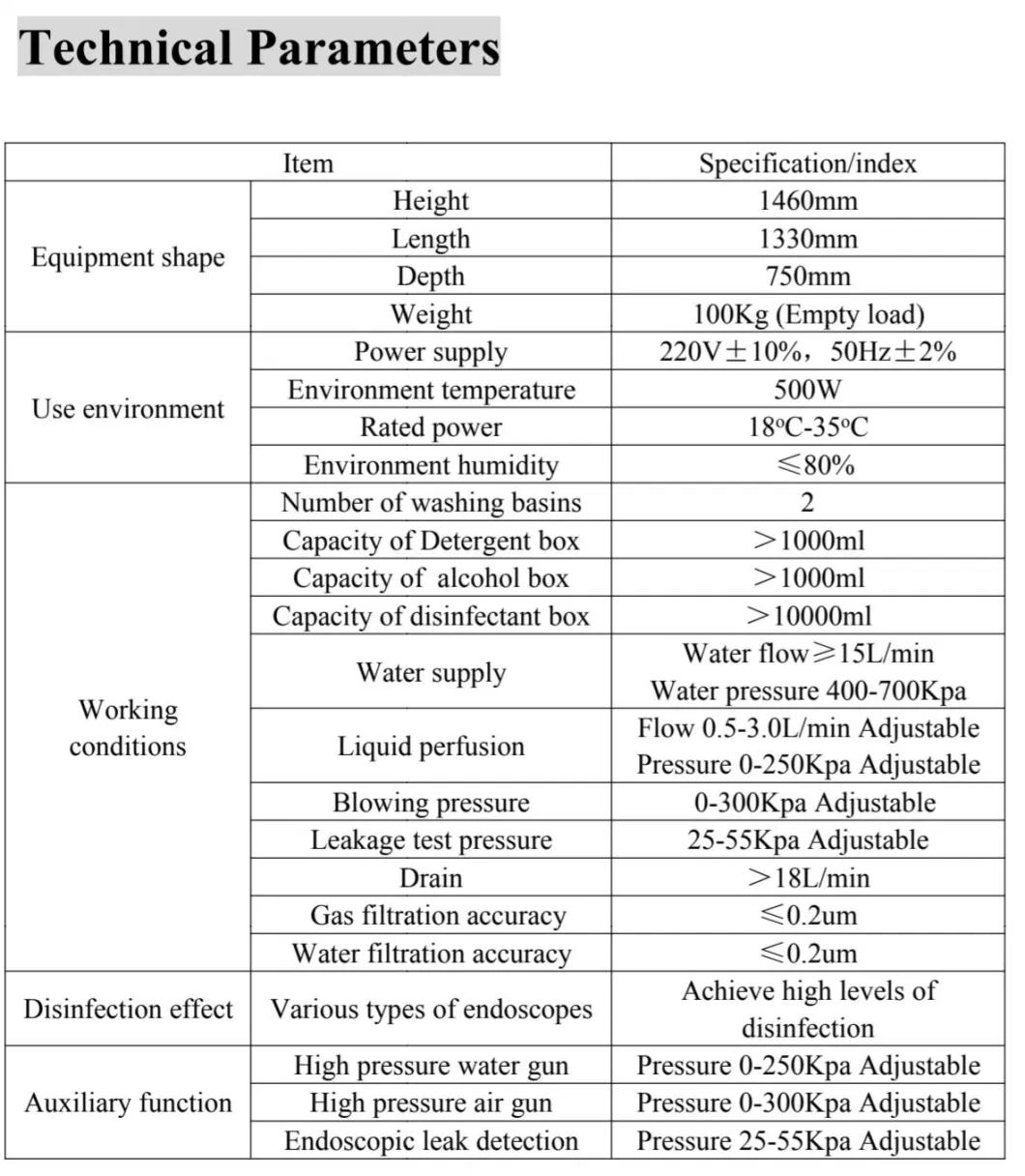 Double Chamber Automatic Endoscope Cleaning and Disinfection Device